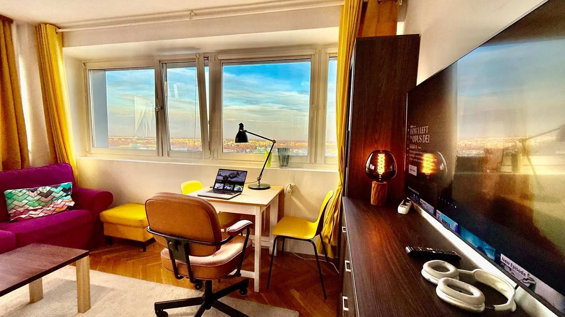 Super Apartment Yellow 2X Metro Fast Wifi 1 Gbs Netflix Panorama Miasta Warszawa