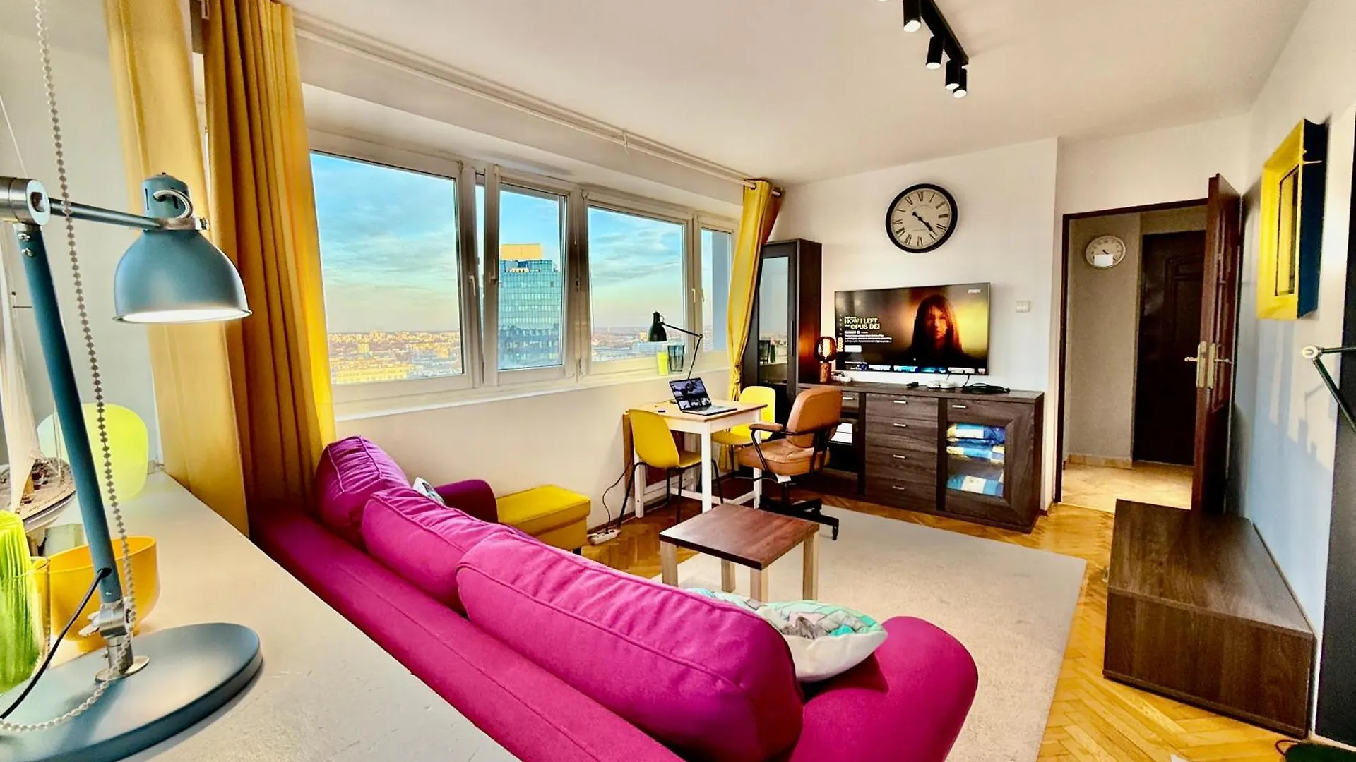 Super Apartment Yellow 2X Metro Fast Wifi 1 Gbs Netflix Panorama Miasta Warszawa