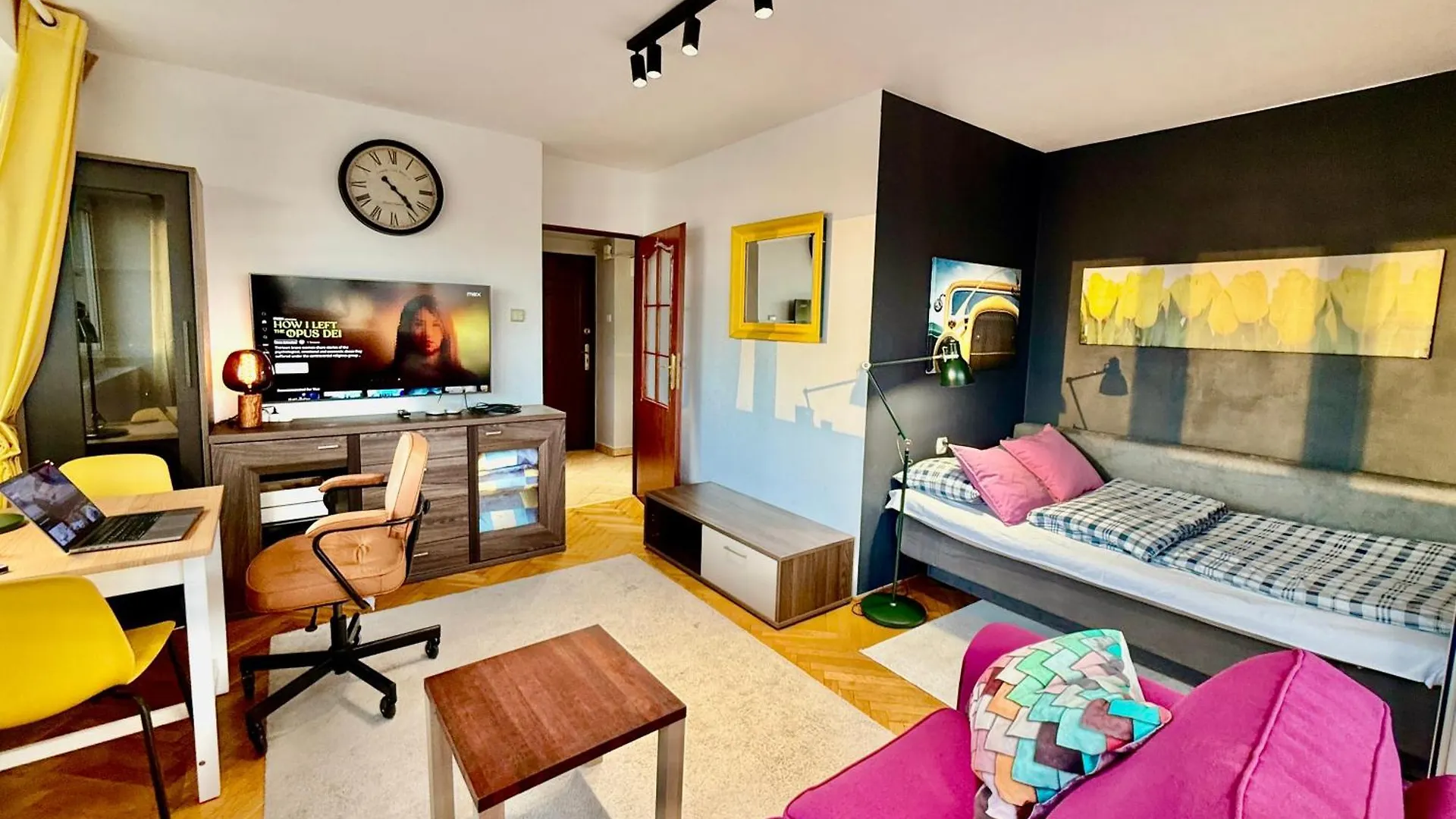 Super Apartment Yellow 2X Metro Fast Wifi 1 Gbs Netflix Panorama Miasta Warszawa