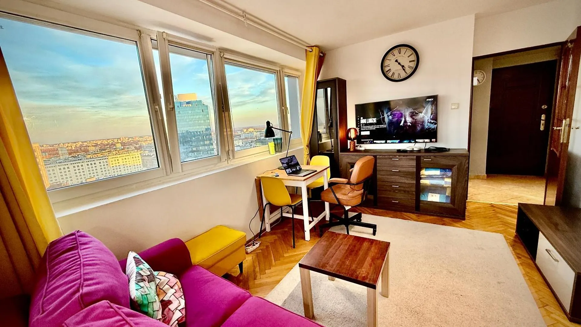 Super Apartment Yellow 2X Metro Fast Wifi 1 Gbs Netflix Panorama Miasta Warszawa